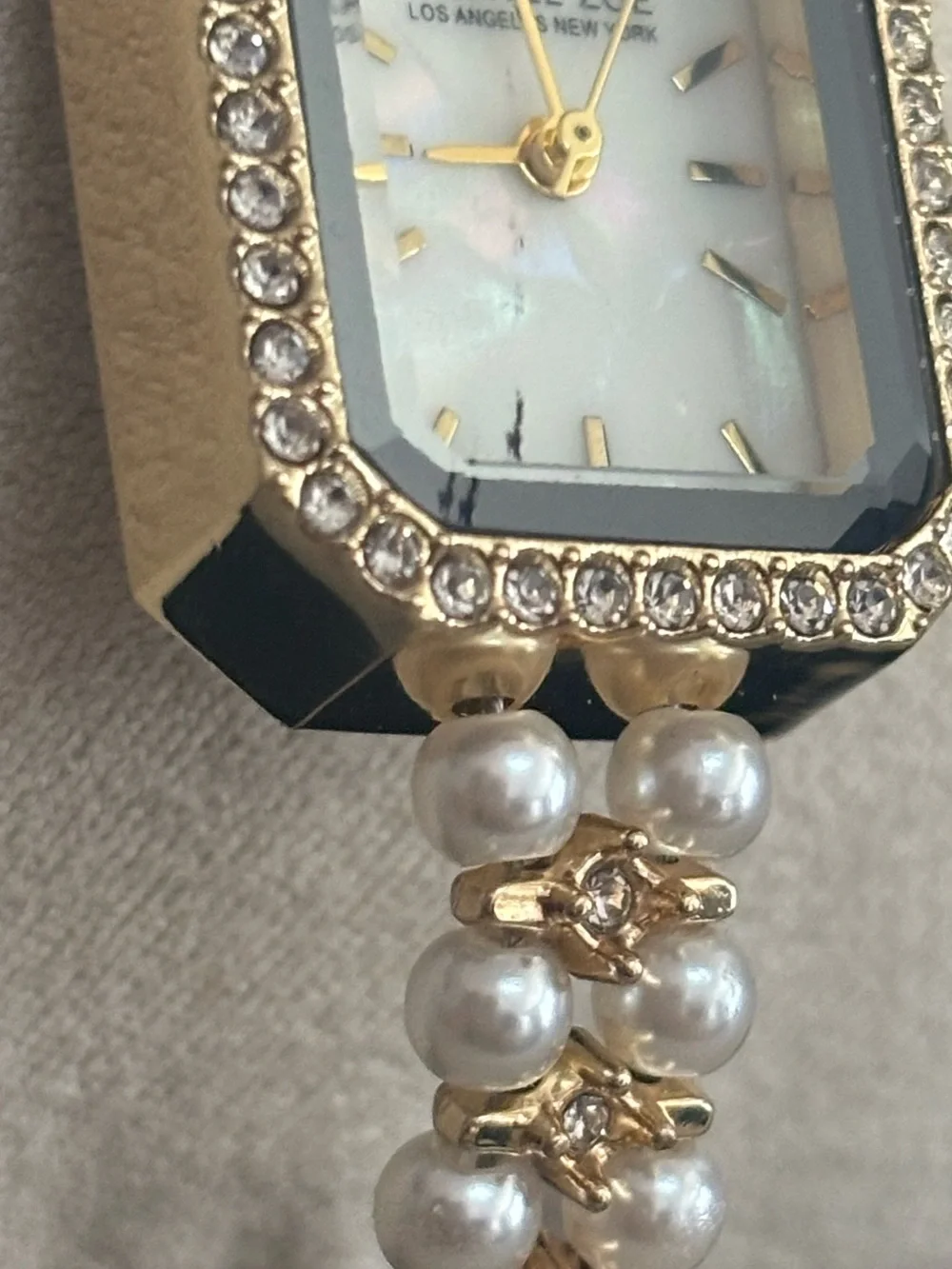 Rachel Zoe Gold Tone Pearl Crystal Women's Bracelet Watch